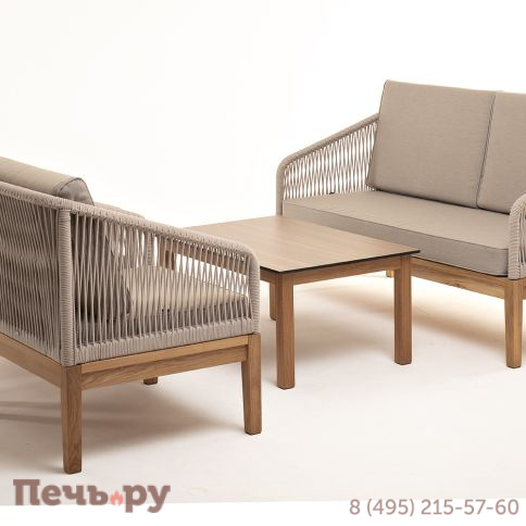 Лаунж-зона 4SiS Канны 4-местная из роупа со столиком Канны цвета дуб, основание дуб, роуп бежевый фото 18