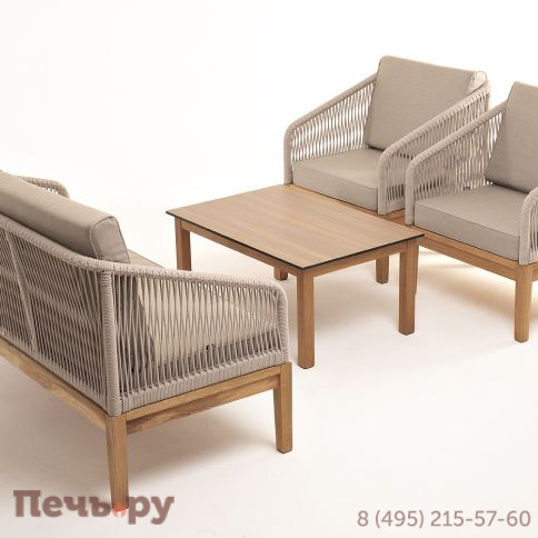 Лаунж-зона 4SiS Канны 4-местная из роупа со столиком Канны цвета дуб, основание дуб, роуп бежевый фото 21