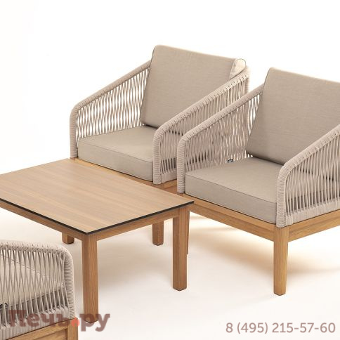 Лаунж-зона 4SiS Канны 4-местная из роупа со столиком Канны цвета дуб, основание дуб, роуп бежевый фото 22