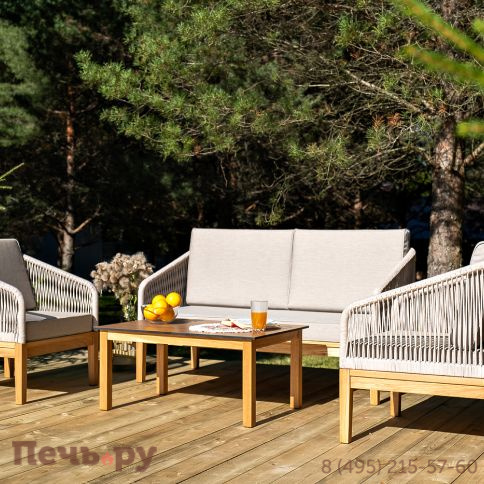 Лаунж-зона 4SiS Канны 4-местная из роупа со столиком Канны цвета дуб, основание дуб, роуп бежевый фото 5