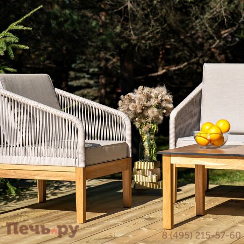 Лаунж-зона 4SiS Канны 4-местная из роупа со столиком Канны цвета дуб, основание дуб, роуп бежевый фото 6