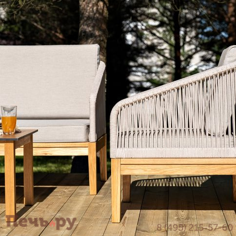 Лаунж-зона 4SiS Канны 4-местная из роупа со столиком Канны цвета дуб, основание дуб, роуп бежевый фото 7