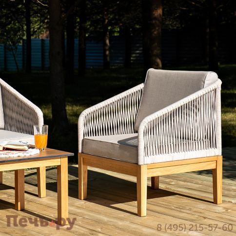 Лаунж-зона 4SiS Канны 4-местная из роупа со столиком Канны цвета дуб, основание дуб, роуп бежевый фото 8