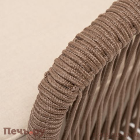 Лаунж-зона 4SiS Канны 4-местная из роупа со столом Гранада (серый гранит), основание дуб, роуп коричневый, ткань бежевая фото 10