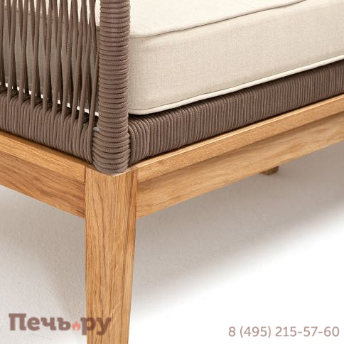 Лаунж-зона 4SiS Канны 4-местная из роупа со столом Гранада (серый гранит), основание дуб, роуп коричневый, ткань бежевая фото 11