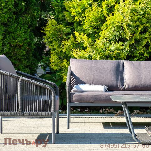 Лаунж-зона 4SiS Канны 5-местная плетеная из роупа (веревки), цвет темно-серый фото 10