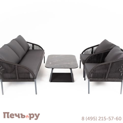 Лаунж-зона 4SiS Канны 5-местная плетеная из роупа (веревки), цвет темно-серый фото 2