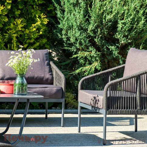 Лаунж-зона 4SiS Канны 5-местная плетеная из роупа (веревки), цвет темно-серый фото 9