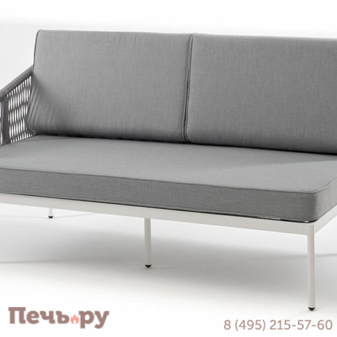 "Канны" правый модуль плетеный из роупа, каркас алюминий светло-серый (RAL7035) шагрень, роуп серый круглый, ткань серая 017 фото