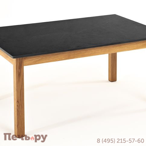 "Канны" журнальный столик из HPL 90х60, H40, основание дуб, цвет столешницы "серый гранит" фото