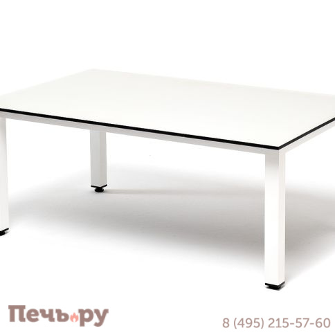 "Канны" журнальный столик из HPL 95х60, H40, каркас светло-серый (RAL 7035), цвет столешницы "молочный" фото