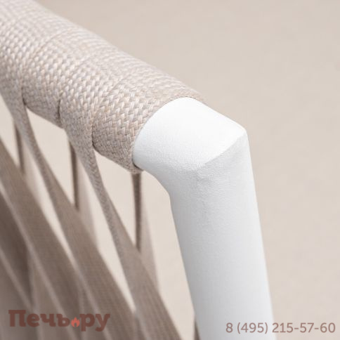 "Касабланка" диван 2-местный плетеный из роупа, каркас алюминий белый муар, роуп бежевый 20мм, ткань бежевая 15052 фото 4