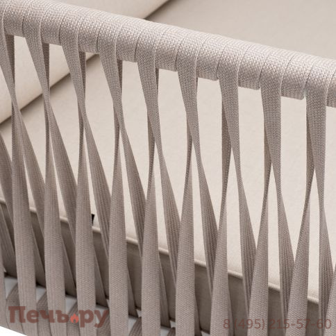 "Касабланка" диван 2-местный плетеный из роупа, каркас алюминий белый муар, роуп бежевый 20мм, ткань бежевая 15052 фото 7