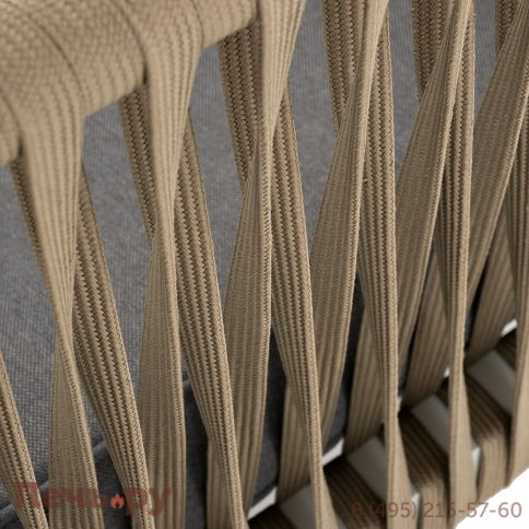 "Касабланка" диван 2-местный плетеный из роупа, каркас алюминий светло-серый (RAL7035) муар, роуп серо-коричневый 23мм, ткань серая 017 фото 10