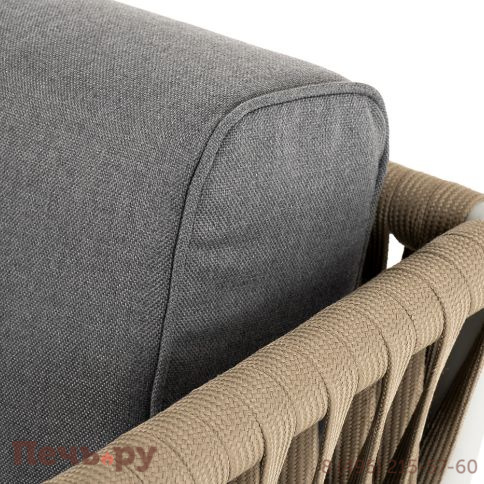 "Касабланка" диван 2-местный плетеный из роупа, каркас алюминий светло-серый (RAL7035) муар, роуп серо-коричневый 23мм, ткань серая 017 фото 11