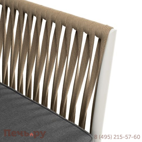 "Касабланка" диван 2-местный плетеный из роупа, каркас алюминий светло-серый (RAL7035) муар, роуп серо-коричневый 23мм, ткань серая 017 фото 4