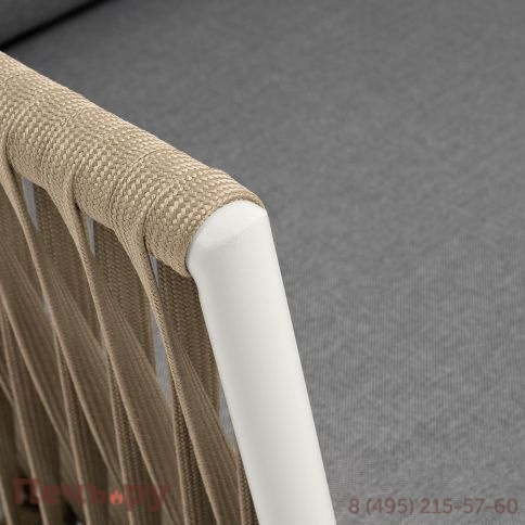 "Касабланка" диван 2-местный плетеный из роупа, каркас алюминий светло-серый (RAL7035) муар, роуп серо-коричневый 23мм, ткань серая 017 фото 5