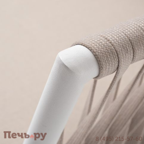 "Касабланка" кресло плетеное из роупа, каркас алюминий белый муар, роуп бежевый 20мм, ткань бежевая 15052 фото 4