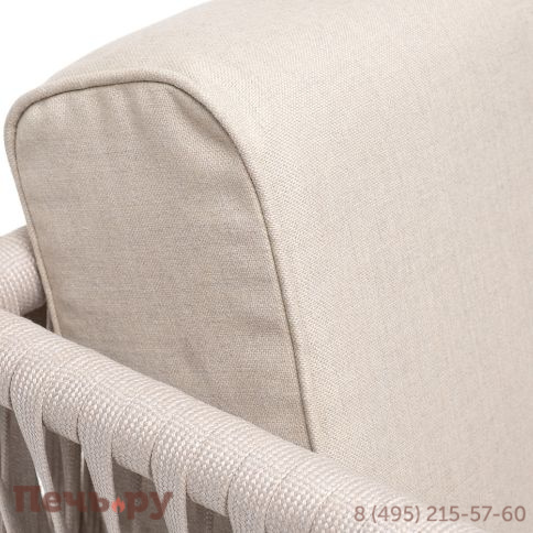 "Касабланка" кресло плетеное из роупа, каркас алюминий белый муар, роуп бежевый 20мм, ткань бежевая 15052 фото 7