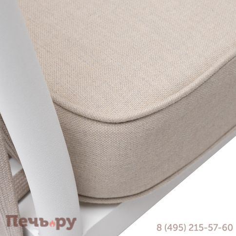 "Касабланка" кресло плетеное из роупа, каркас алюминий белый муар, роуп бежевый 20мм, ткань бежевая 15052 фото 8