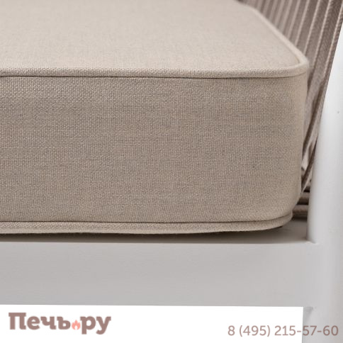 "Касабланка" кресло плетеное из роупа, каркас алюминий белый муар, роуп бежевый 20мм, ткань бежевая 15052 фото 9