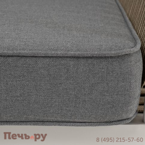 "Касабланка" кресло плетеное из роупа, каркас алюминий светло-серый (RAL7035) муар, роуп серо-коричневый 23мм, ткань серая 017 фото 7