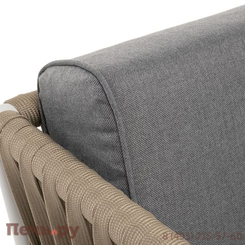 "Касабланка" кресло плетеное из роупа, каркас алюминий светло-серый (RAL7035) муар, роуп серо-коричневый 23мм, ткань серая 017 фото 8