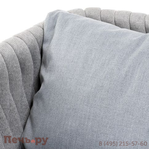 "Каталония" диван модульный плетеный из роупа, основание дуб, роуп темно-серый круглый, ткань темно-серая 027 фото 7