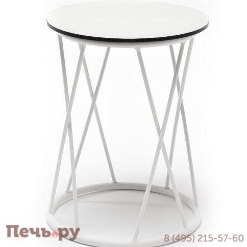 "Колумбия" журнальный стол из HPL круглый Ø40 H55, каркас из стали белый, цвет столешницы "молочный" фото