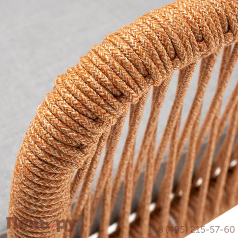 "Лион" стул плетеный из роупа, каркас из стали светло-серый (RAL7035) муар, роуп оранжевый меланж круглый, ткань светло-серая фото 4