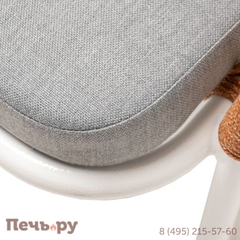 "Лион" стул плетеный из роупа, каркас из стали светло-серый (RAL7035) муар, роуп оранжевый меланж круглый, ткань светло-серая фото 6