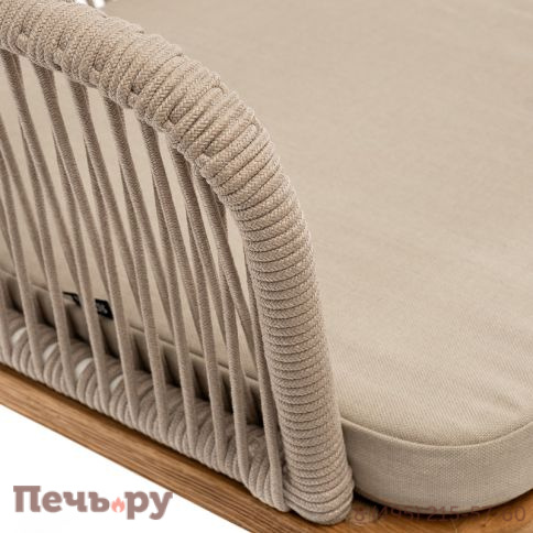 "Лион" стул плетеный из роупа, основание дуб, роуп бежевый круглый, ткань бежевая фото 4