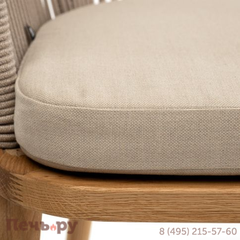 "Лион" стул плетеный из роупа, основание дуб, роуп бежевый круглый, ткань бежевая фото 7