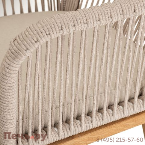 "Лион" стул плетеный из роупа, основание дуб, роуп бежевый круглый, ткань бежевая фото 8