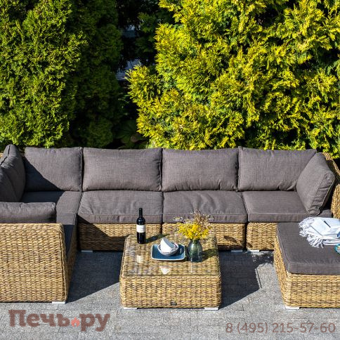 "Лунго" модуль диванный угловой с подушками, цвет соломенный (гиацинт) фото 11