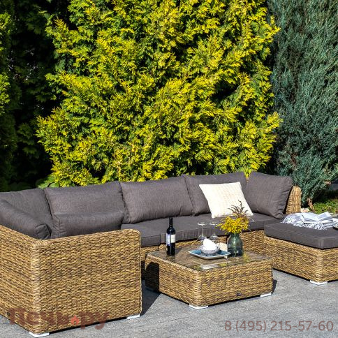 "Лунго" модуль диванный угловой с подушками, цвет соломенный (гиацинт) фото 4