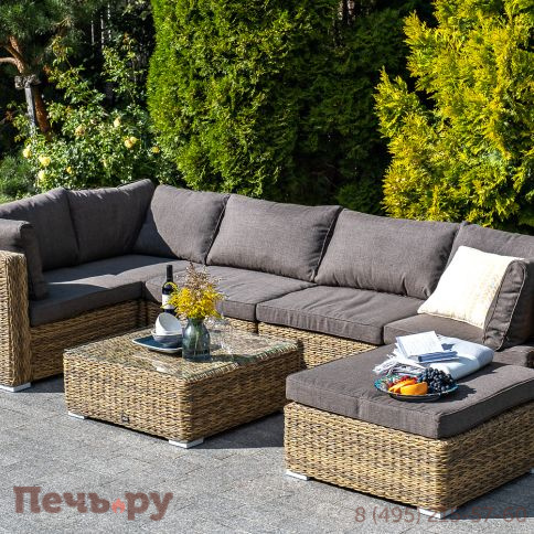 "Лунго" модуль диванный угловой с подушками, цвет соломенный (гиацинт) фото 7