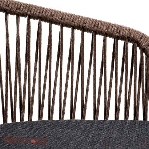 "Марсель" стул барный плетеный из роупа, каркас из стали коричневый (RAL8016) муар, роуп коричневый круглый, ткань темно-серая 027 фото 6