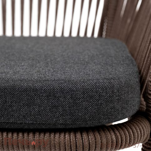 "Марсель" стул барный плетеный из роупа, каркас из стали коричневый (RAL8016) муар, роуп коричневый круглый, ткань темно-серая 027 фото 7