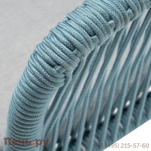 "Марсель" стул плетеный из роупа, каркас алюминий светло-серый (RAL7035) муар, роуп бирюзовый круглый, ткань светло-серая фото 4