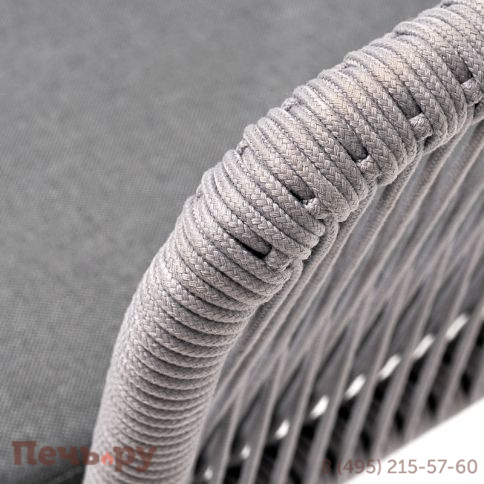 "Марсель" стул плетеный из роупа, каркас алюминий темно-серый (RAL7024) муар, роуп светло-серый круглый, ткань светло-серая фото 4