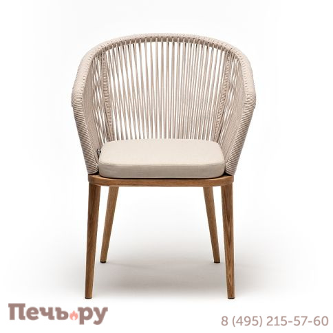 4SIS "Марсель" стул плетеный из роупа, основание дуб, роуп бежевый круглый, ткань бежевая 052 фото 2