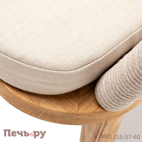 4SIS "Марсель" стул плетеный из роупа, основание дуб, роуп бежевый круглый, ткань бежевая 052 фото 5