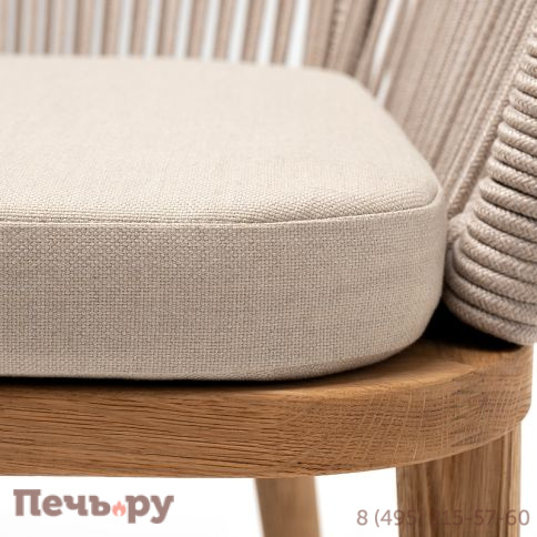 4SIS "Марсель" стул плетеный из роупа, основание дуб, роуп бежевый круглый, ткань бежевая 052 фото 7