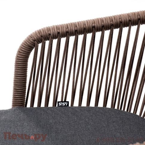 4SIS "Марсель" стул плетеный из роупа, основание дуб, роуп коричневый круглый, ткань темно-серая 027 фото 2