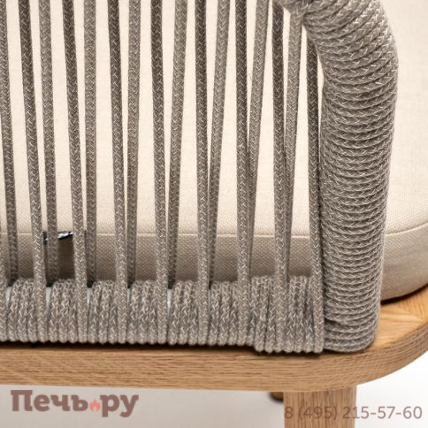 4SIS "Марсель" стул плетеный из роупа, основание дуб, роуп серый меланж круглый, ткань бежевая 052 фото 6