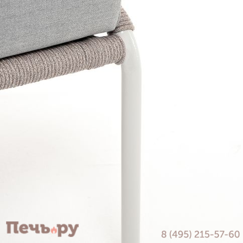 "Милан" диван 2-местный плетеный из роупа, каркас алюминий светло-серый (RAL7035) муар, роуп серый меланж круглый, ткань светло-серая фото 7