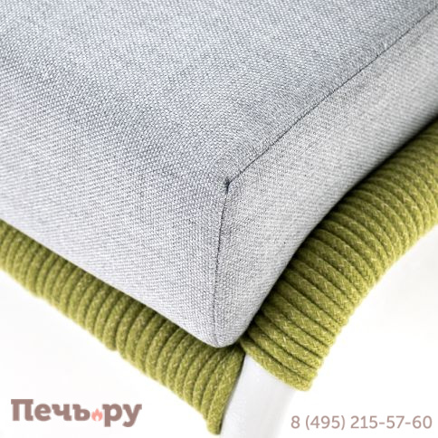 "Милан" диван 2-местный плетеный из роупа, каркас алюминий светло-серый (RAL7035) шагрень, роуп салатовый меланж круглый, ткань светло-серая фото 7