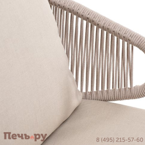 "Милан" кресло плетеное из роупа, каркас алюминий белый муар, роуп бежевый круглый, ткань бежевая 052 фото 5