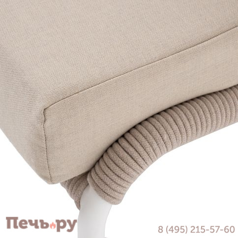 "Милан" кресло плетеное из роупа, каркас алюминий белый муар, роуп бежевый круглый, ткань бежевая 052 фото 8